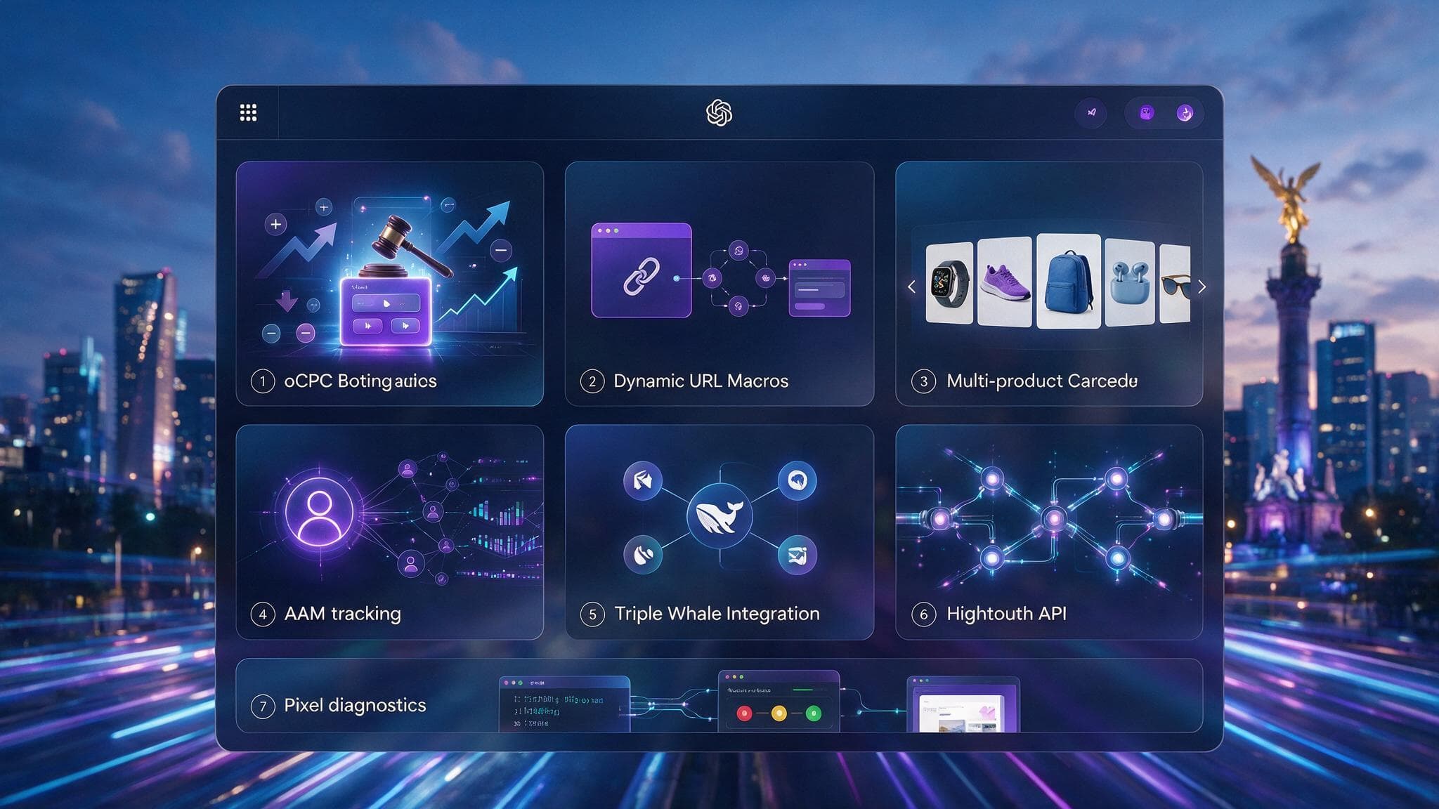 Novedades ChatGPT Ads agosto 2026: oCPC, macros de URL, Triple Whale y carousel